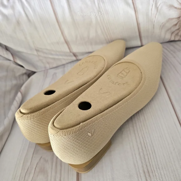 Vivaia Minnie Pro Small Square Toe Flats Khaki Tan Womens 41 US 9.5 - Picture 6 of 11